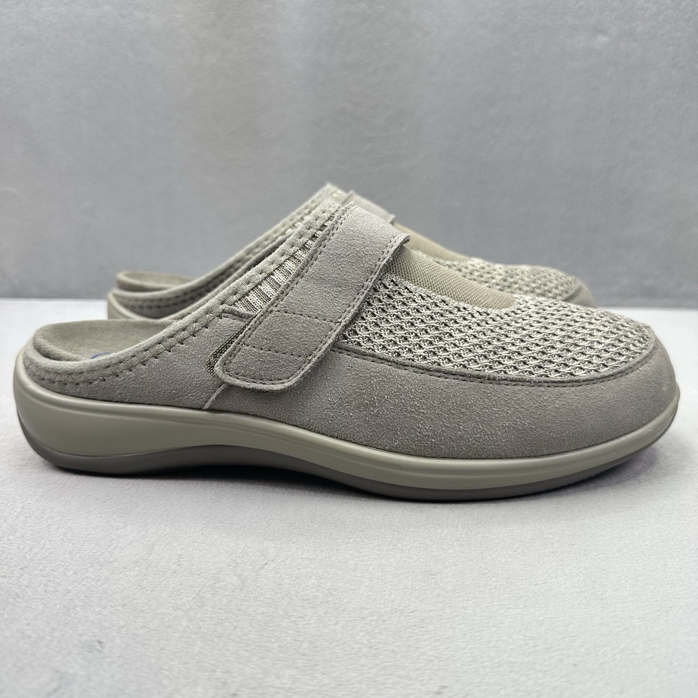 OrthoFeet Louise 732 Womens Size 9 (2E) WIDE Mule Taupe Mesh Orthopedic Slipper